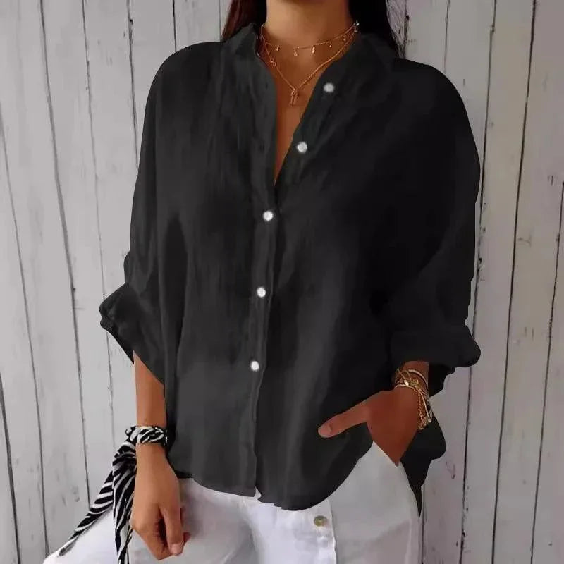 (Promoção Compre 1 e Leve 2) Camisa Cassandra™ em Linho de Algodão / Caimento Soltinho para uma Sensação Agradável no Seu Dia a Dia!